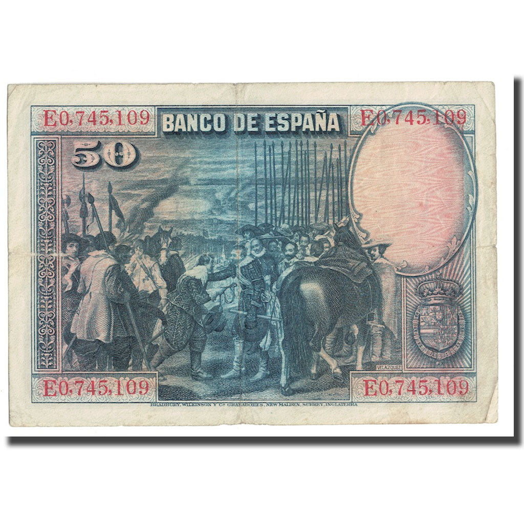Biljet, Spanje, 50 Pesetas, 1928, 1928-08-15, KM:75b, TB