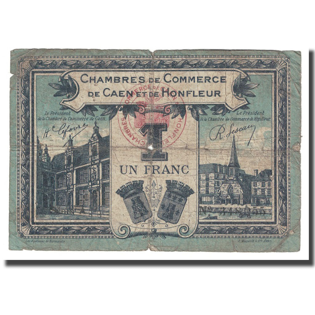Francia, 1 Franc, Pirot 34-18, 1920-1923, HONFLEUR, B+