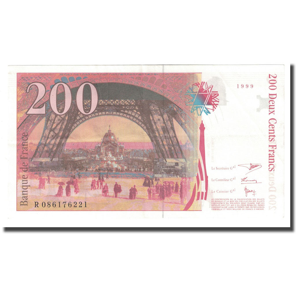 France, 200 Francs, Eiffel, 1999, EF(40-45), Fayette:75.5, KM:159c