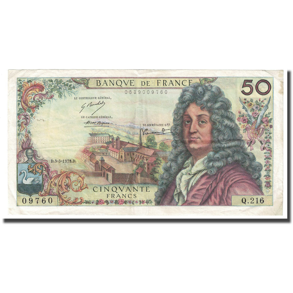 Francja, 50 Francs, Racine, 1973, 1973-05-03, EF(40-45), Fayette:64.23, KM:148d