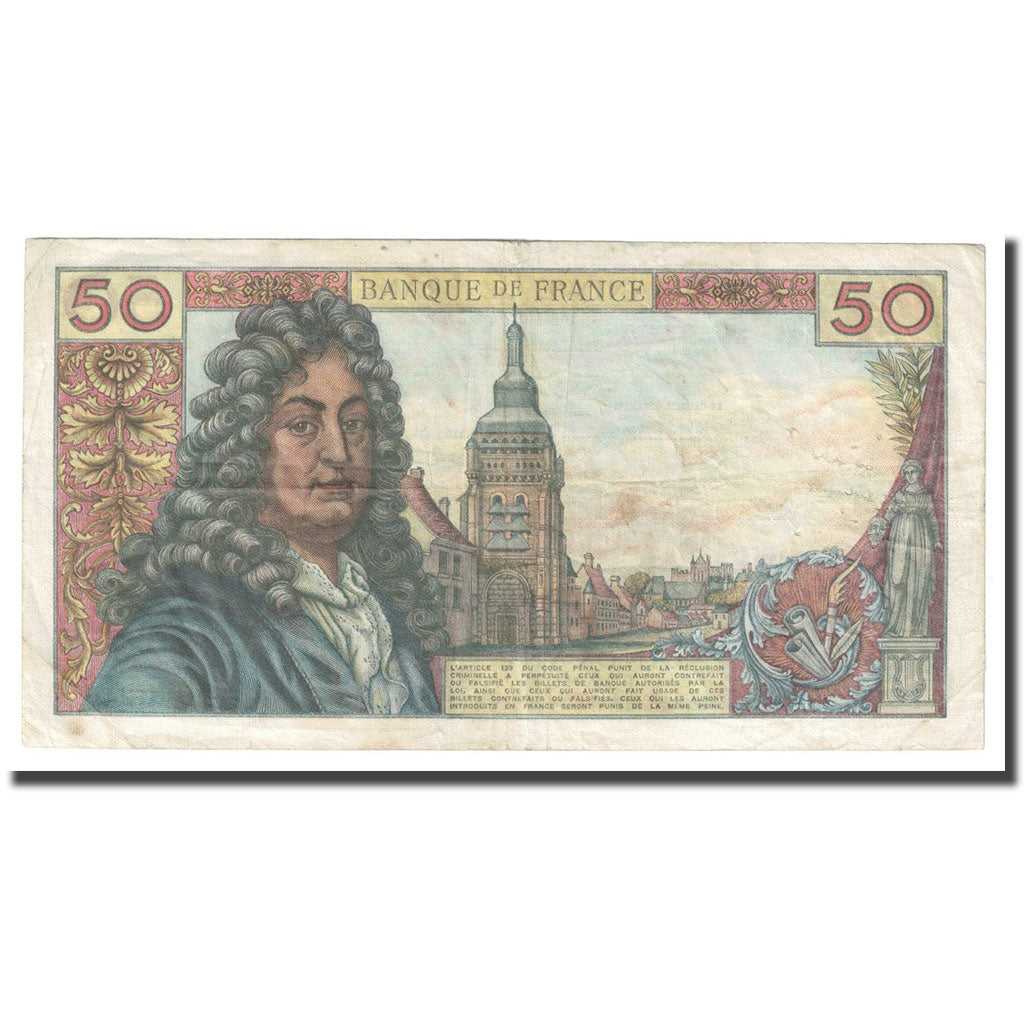 France, 50 Francs, Racine, 1974, 1974-09-05, VF(30-35), Fayette:64.27, KM:148d