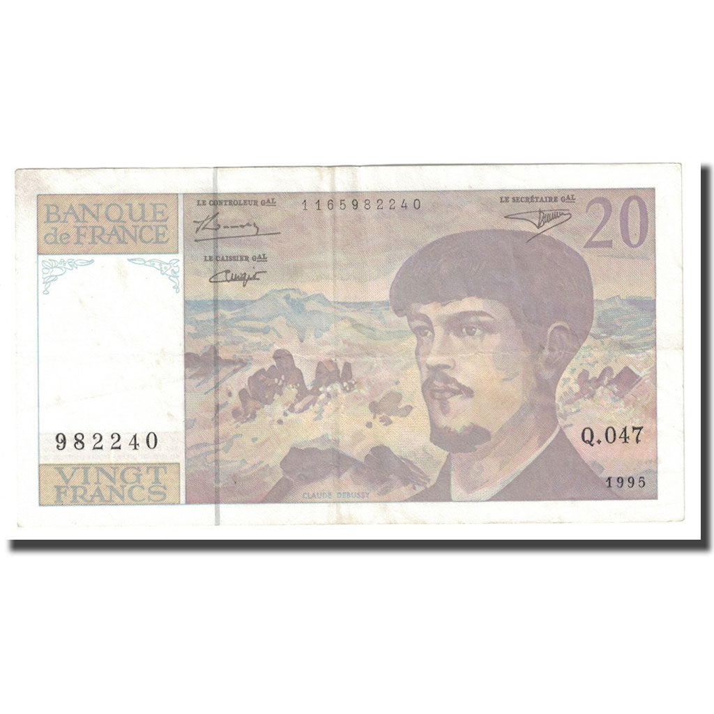 France, 20 Francs, Debussy, 1995, AU(50-53), Fayette:F66TER.01.147, KM:151h