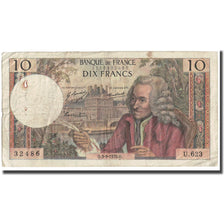 França, 10 Francs, Voltaire, 1970, 1970-09-03, VF(30-35), Fayette:62.46