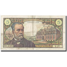 France, 5 Francs, Pasteur, 1966, 1966-09-01, VF(20-25), Fayette:61.3, KM:146a