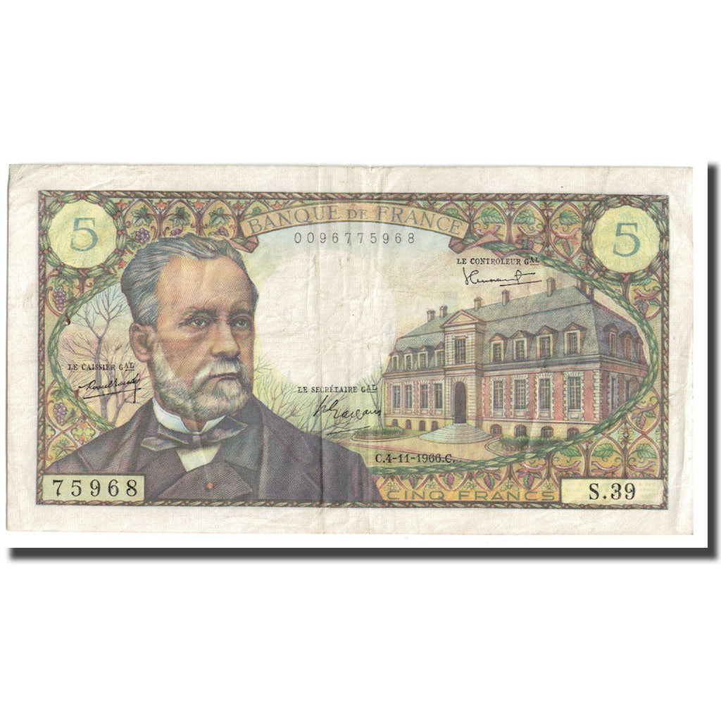 Francia, 5 Francs, Pasteur, 1966, 1966-11-04, MB+, Fayette:61.4, KM:146a