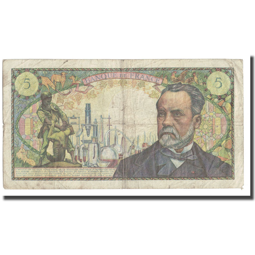 France, 5 Francs, Pasteur, 1966, 1966-11-04, F(12-15), Fayette:61.4, KM:146a