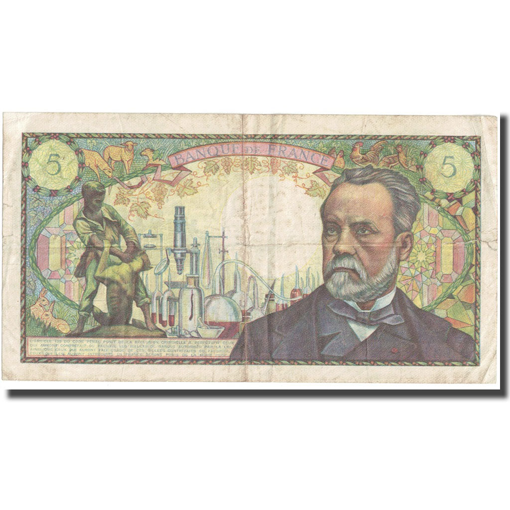 France, 5 Francs, Pasteur, 1966, 1966-07-07, F(12-15), Fayette:61.2, KM:146a