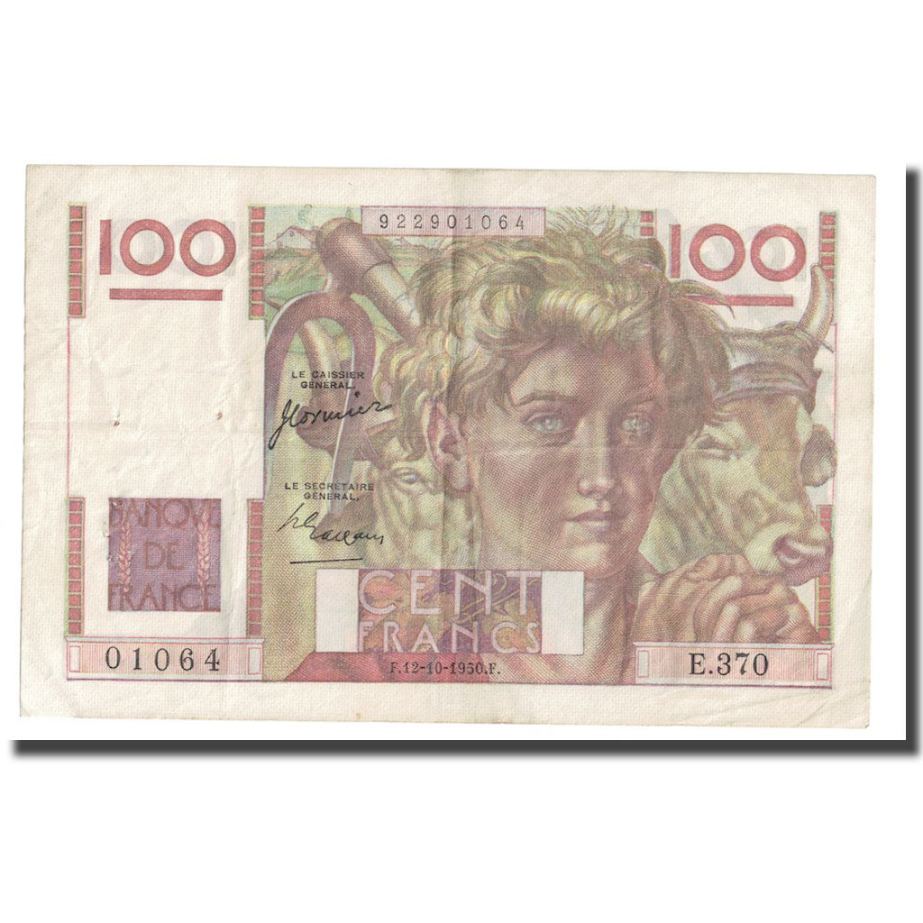 Francia, 100 Francs, Jeune Paysan, 1950, 1950-10-12, MBC, Fayette:28.27, KM:128c