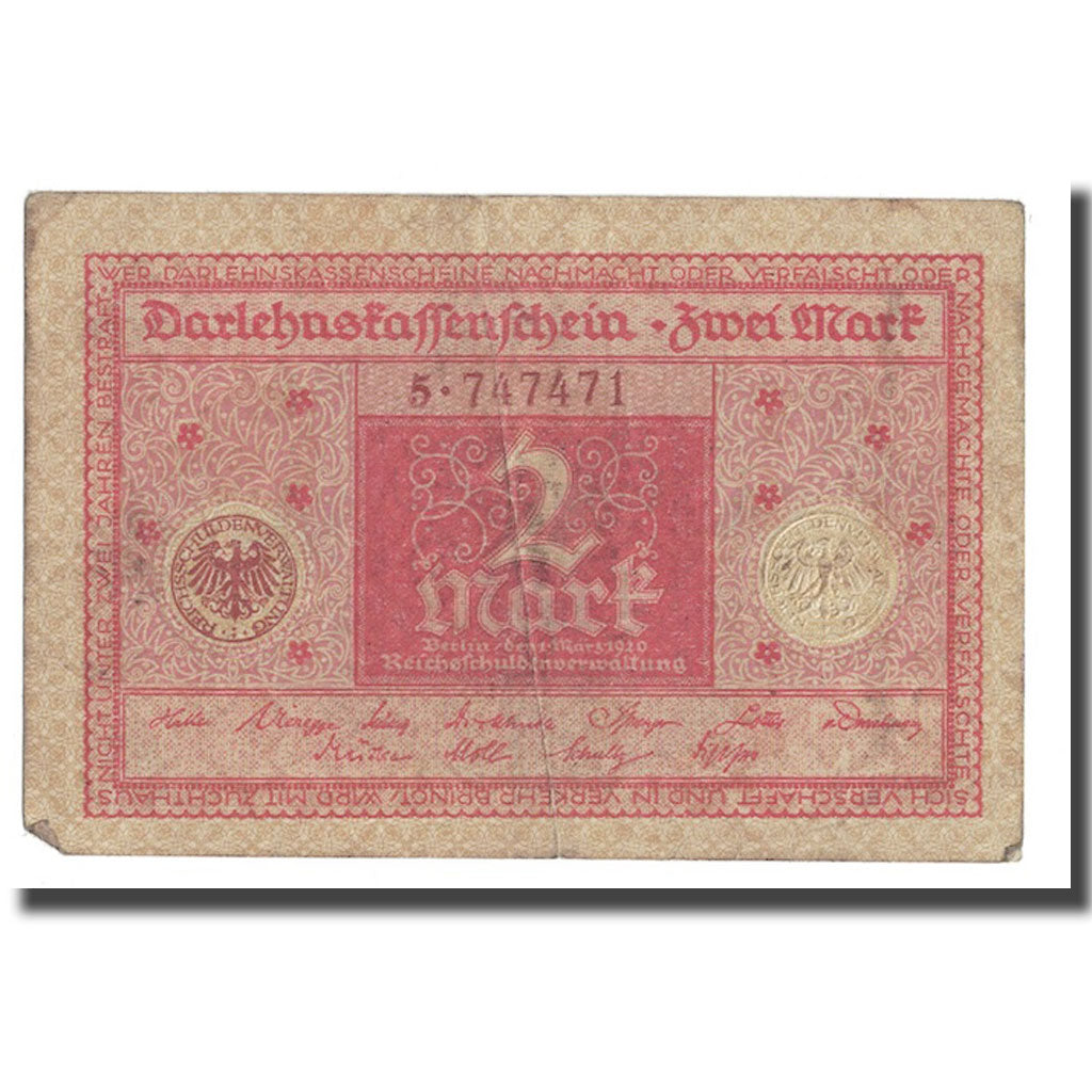 Banconote, Germania, 2 Mark, 1920, 1920-03-01, KM:59, MB