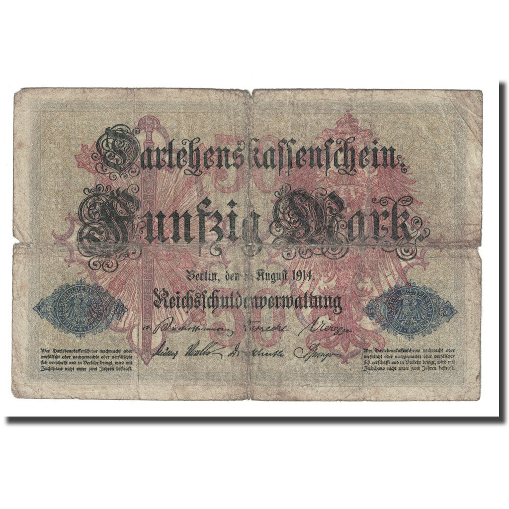 Banknote, Germany, 50 Mark, 1914, 1914-08-05, KM:49b, VG(8-10)