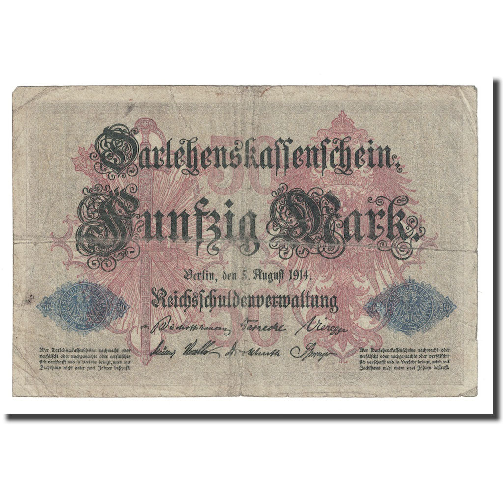 Banknote, Germany, 50 Mark, 1914, 1914-08-05, KM:49b, VF(20-25)