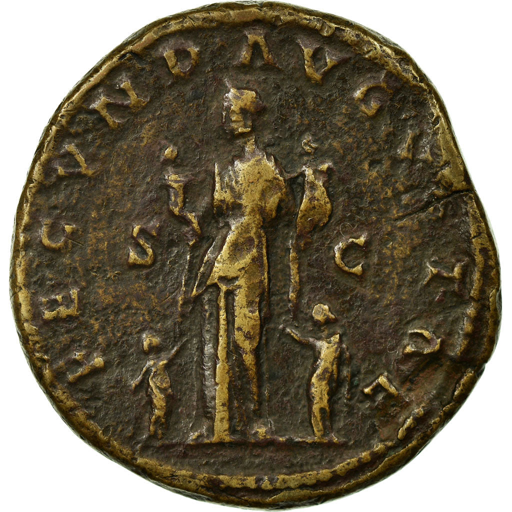 Moneta, Faustina II, Sestertius, Rome, EF(40-45), Miedź, Cohen:104