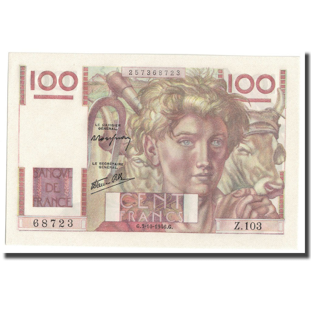 Francia, 100 Francs, Jeune Paysan, 1946, 1946-10-03, UNC, Fayette:28.9, KM:128a