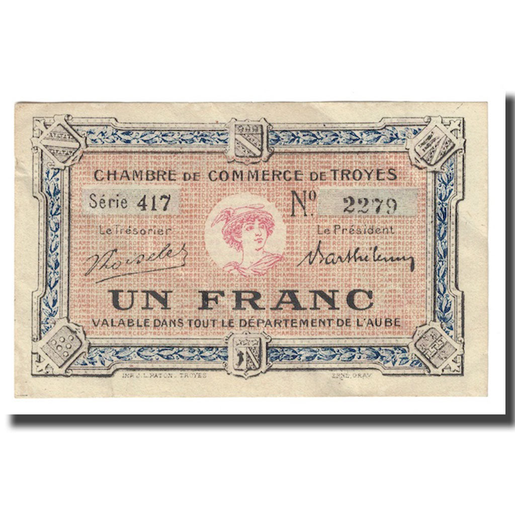 Frankreich, Troyes, 1 Franc, VZ, Pirot:124-12