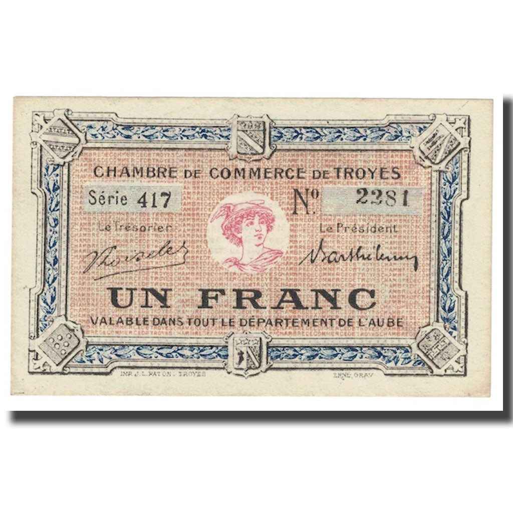 France, Troyes, 1 Franc, UNC(63), Pirot:124-12
