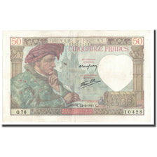 Francia, 50 Francs, Jacques Coeur, 1941, 1941-04-24, BB+, Fayette:19.09, KM:93