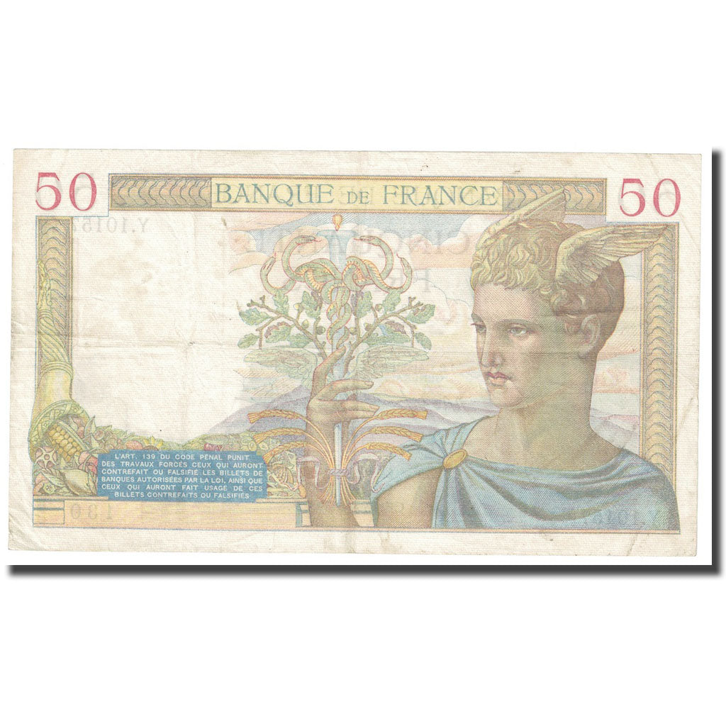 Francia, 50 Francs, Cérès, 1939, 1939-04-13, SPL-, Fayette:18.25, KM:85b