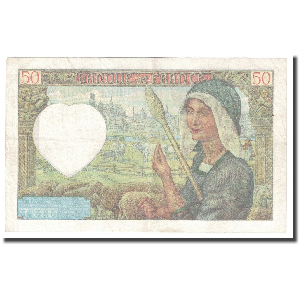 France, 50 Francs, Jacques Coeur, 1941, 1941-04-24, TTB, Fayette:19.09, KM:93