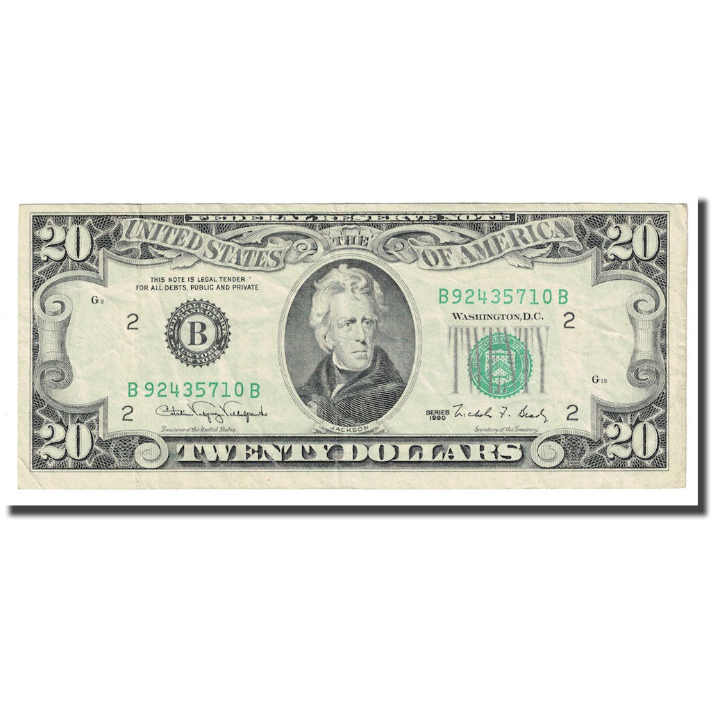 Banknote, United States, Twenty Dollars, 1990, KM:3953, AU(55-58)