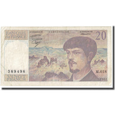 France, 20 Francs, Debussy, 1987, EF(40-45), Fayette:66.08, KM:151b