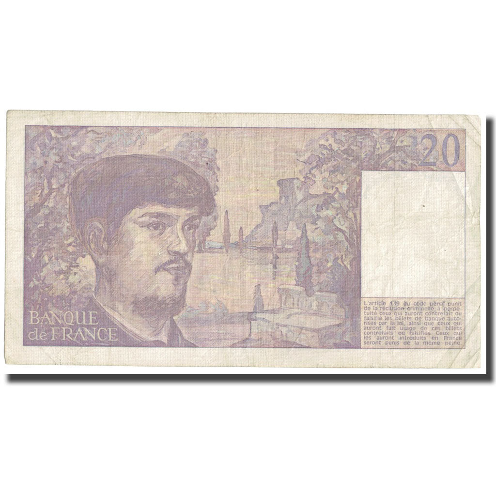 France, 20 Francs, Debussy, 1987, EF(40-45), Fayette:66.08, KM:151b