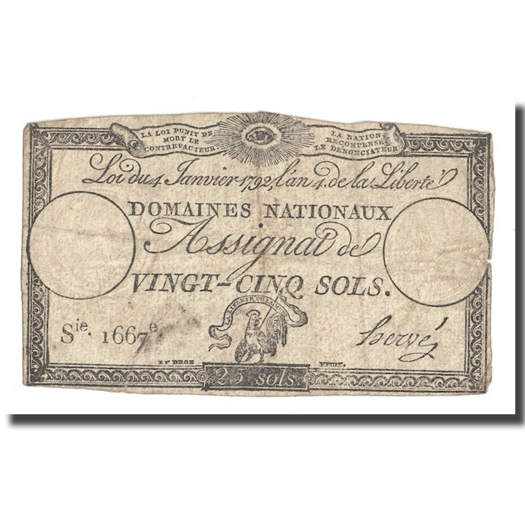 Francia, 25 Sols, 1792, Hervé, 1792-01-04, MB+, KM:A55