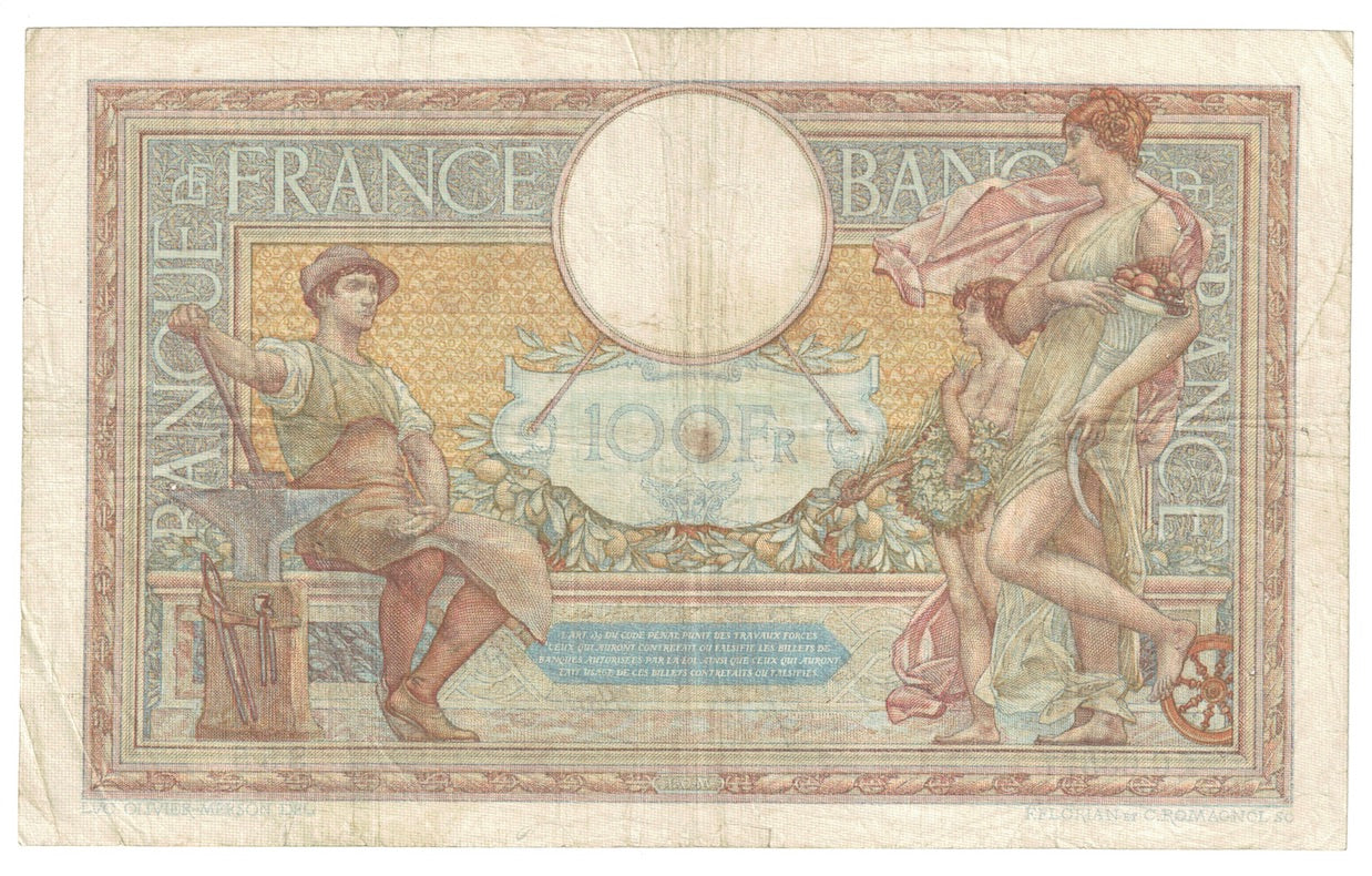 Francia, 100 Francs, Luc Olivier Merson, 1939, 1939-01-26, BC+, Fayette:25.40