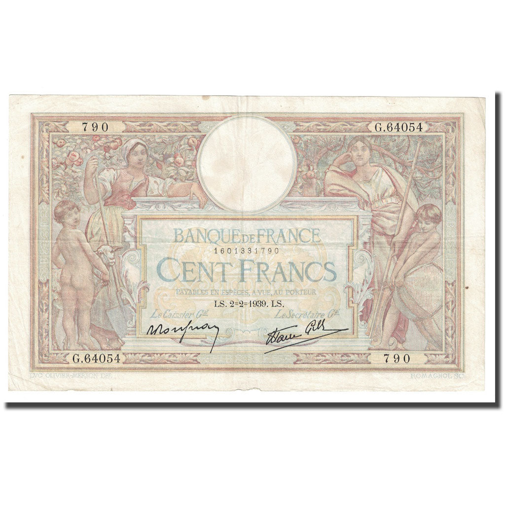 Frankrijk, 100 Francs, Luc Olivier Merson, 1939, 1939-02-02, TTB, Fayette:25.41