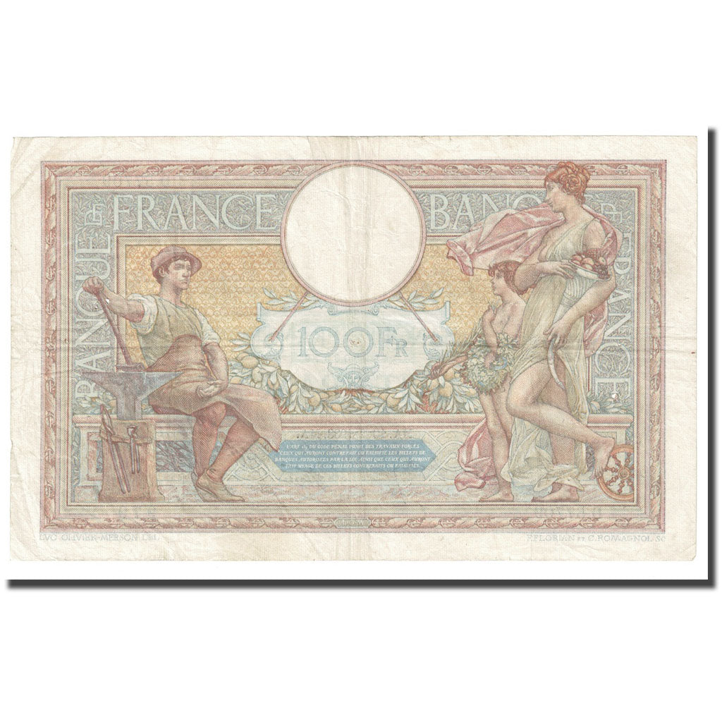 France, 100 Francs, Luc Olivier Merson, 1938, 1938-02-10, EF(40-45)