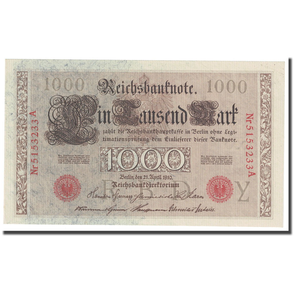 Banknote, Germany, 1000 Mark, 1910, 1910-04-21, KM:44b, UNC(65-70)