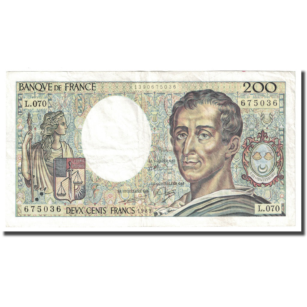 Francia, 200 Francs, Montesquieu, 1989, BB+, Fayette:70.9, KM:155c