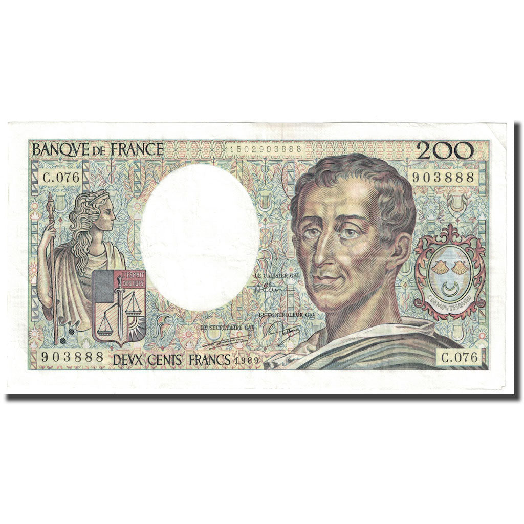Frankreich, 200 Francs, Montesquieu, 1989, VZ, Fayette:70.9, KM:155c