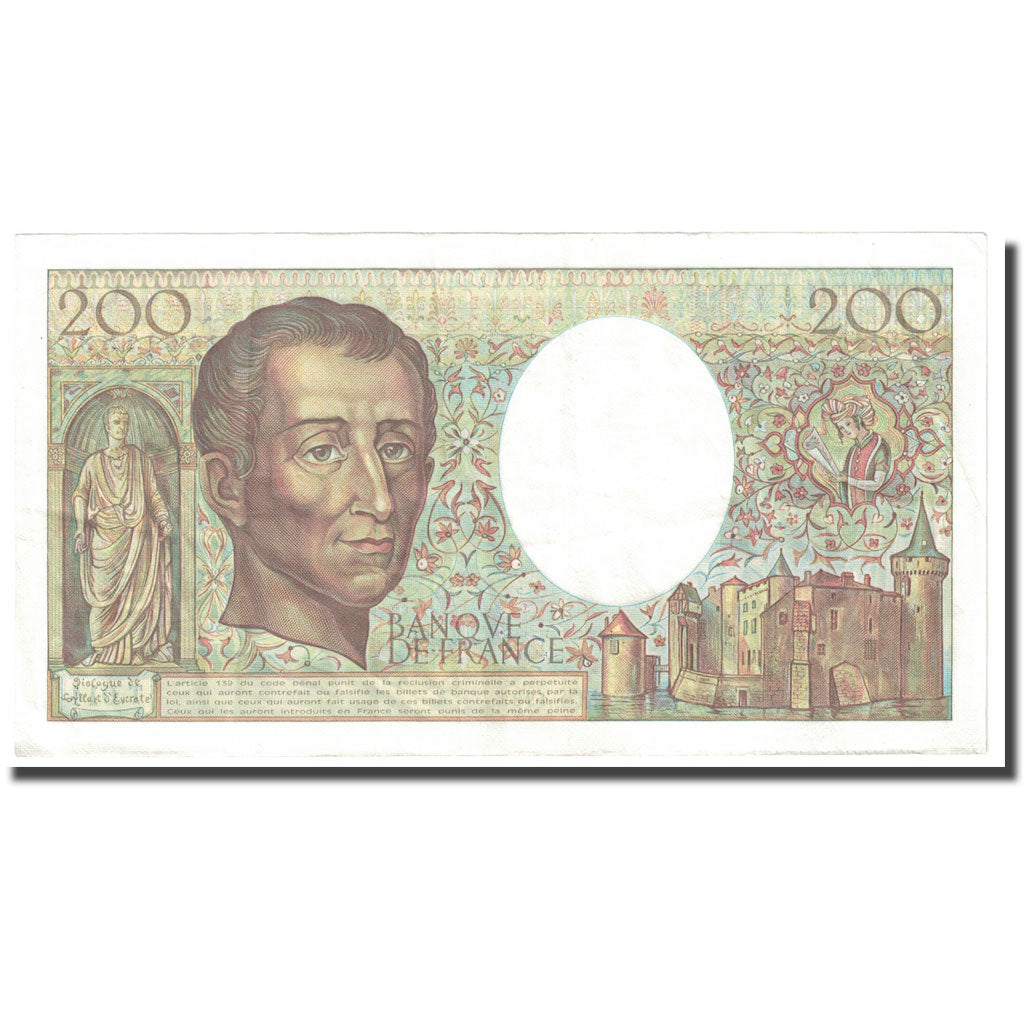 France, 200 Francs, Montesquieu, 1983, AU(50-53), Fayette:70.3, KM:155a