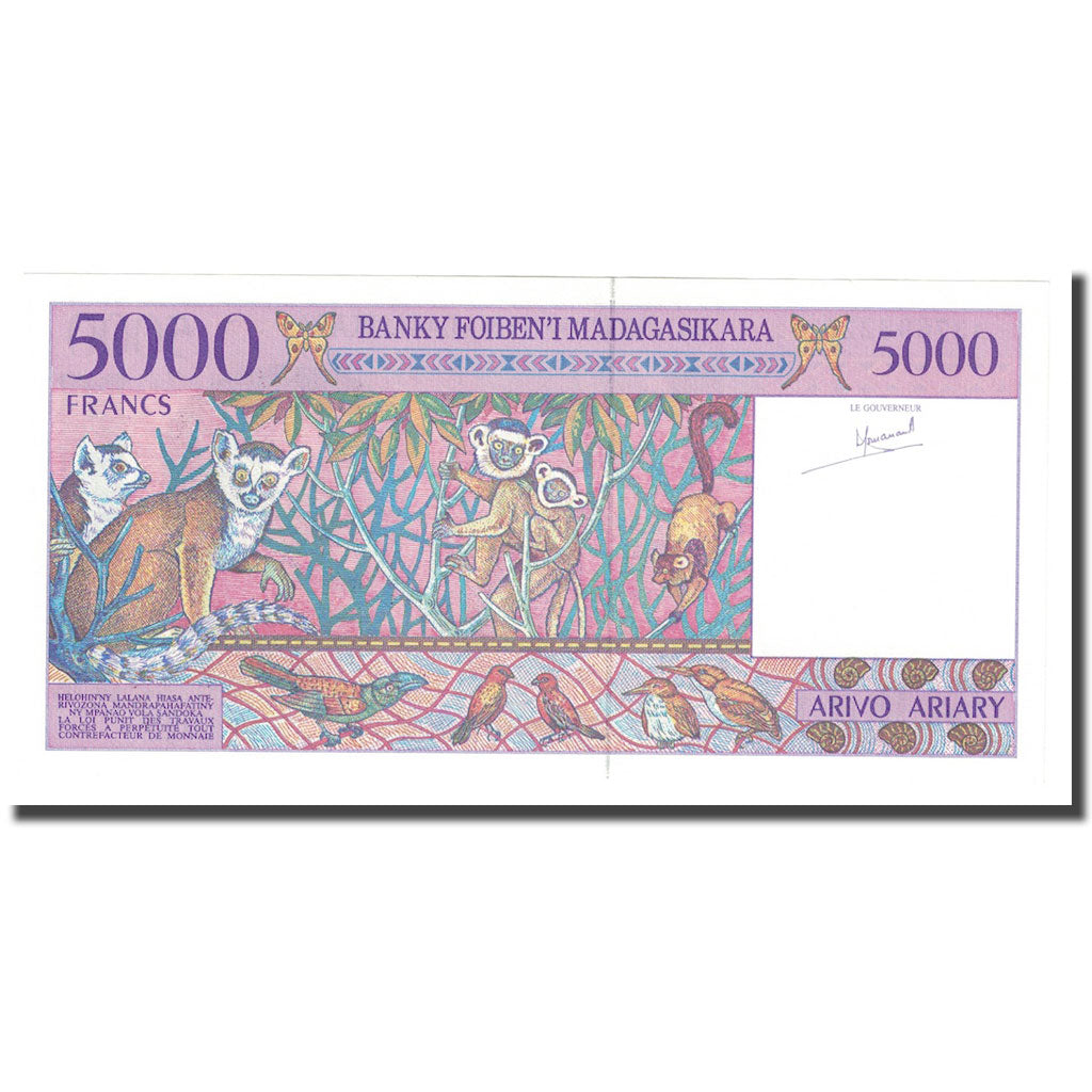 Banknote, Madagascar, 5000 Francs = 1000 Ariary, 2004, KM:78a, UNC(65-70)