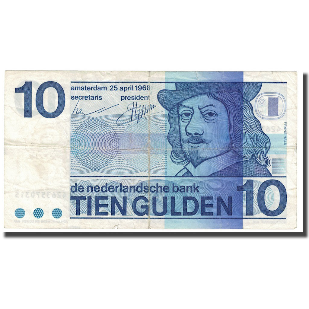 Banknote, Netherlands, 10 Gulden, 1968, 1968-04-25, KM:91b, VF(30-35)