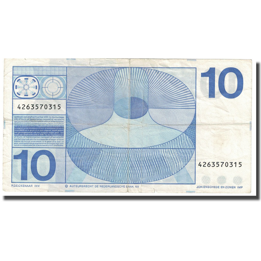 Banknote, Netherlands, 10 Gulden, 1968, 1968-04-25, KM:91b, VF(30-35)