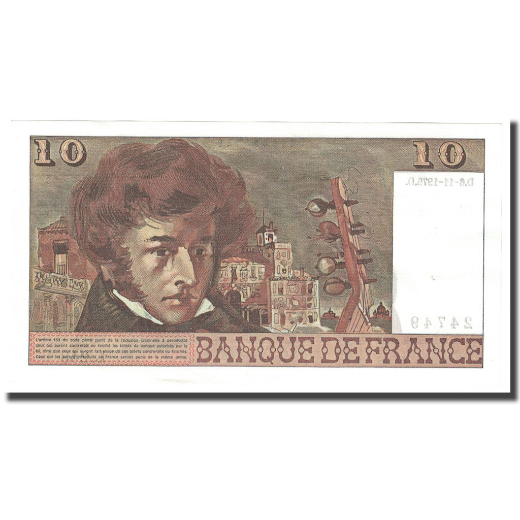 França, 10 Francs, Berlioz, 1975, 1975-11-06, UNC(60-62), Fayette:63.14