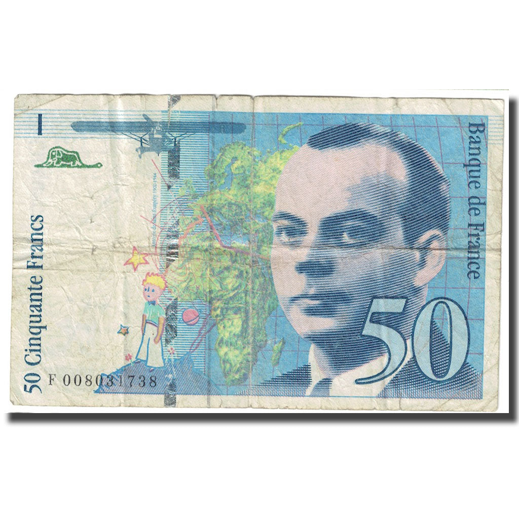Francja, 50 Francs, St Exupéry, 1993, VF(30-35), Fayette:72.2, KM:157b