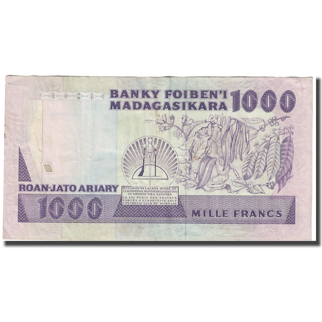 Banknote, Madagascar, 1000 Francs = 200 Ariary, Undated (1988-93), KM:72a