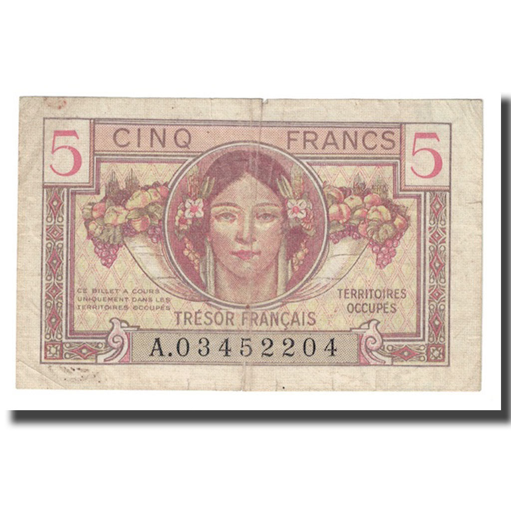 France, 5 Francs, 1947 French Treasury, 1947, TB+, Fayette:VF29.1, KM:M6a