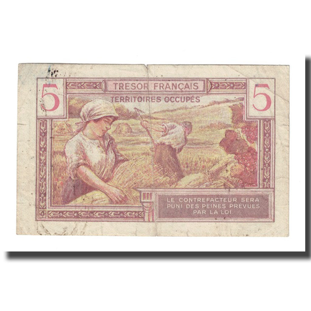 France, 5 Francs, 1947 French Treasury, 1947, TB+, Fayette:VF29.1, KM:M6a