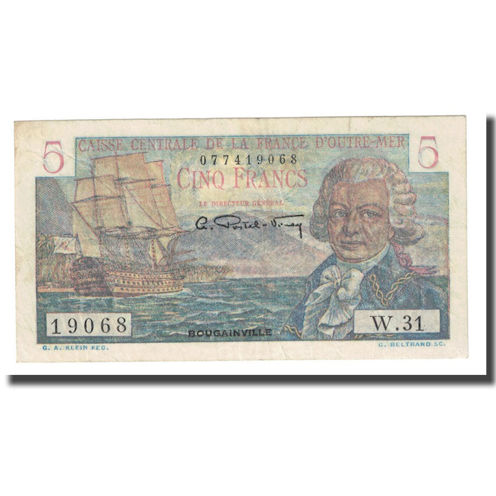 Nota, África Equatorial Francesa, 5 Francs, 1947, Bougainville, AU(50-53)