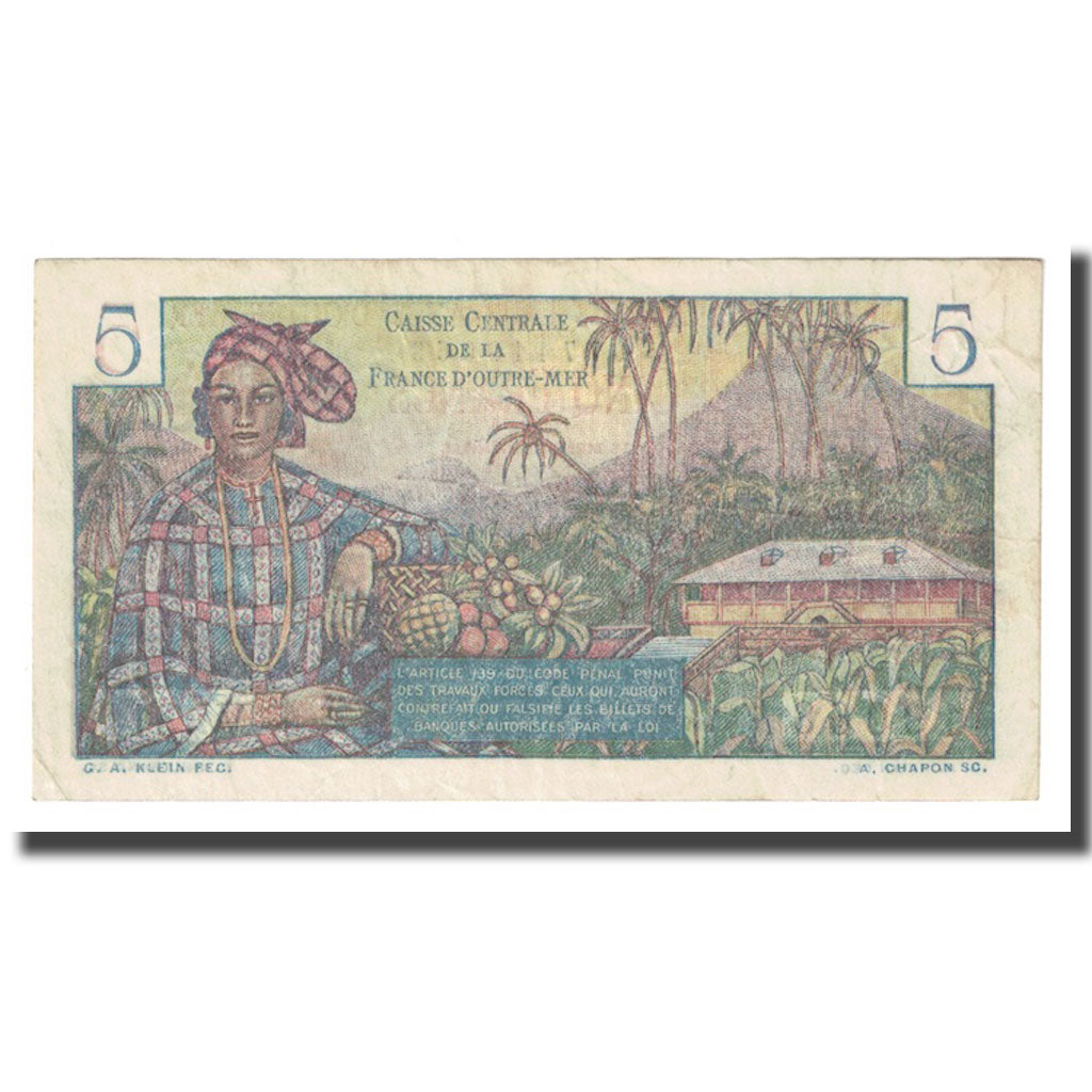 Nota, África Equatorial Francesa, 5 Francs, 1947, Bougainville, AU(50-53)