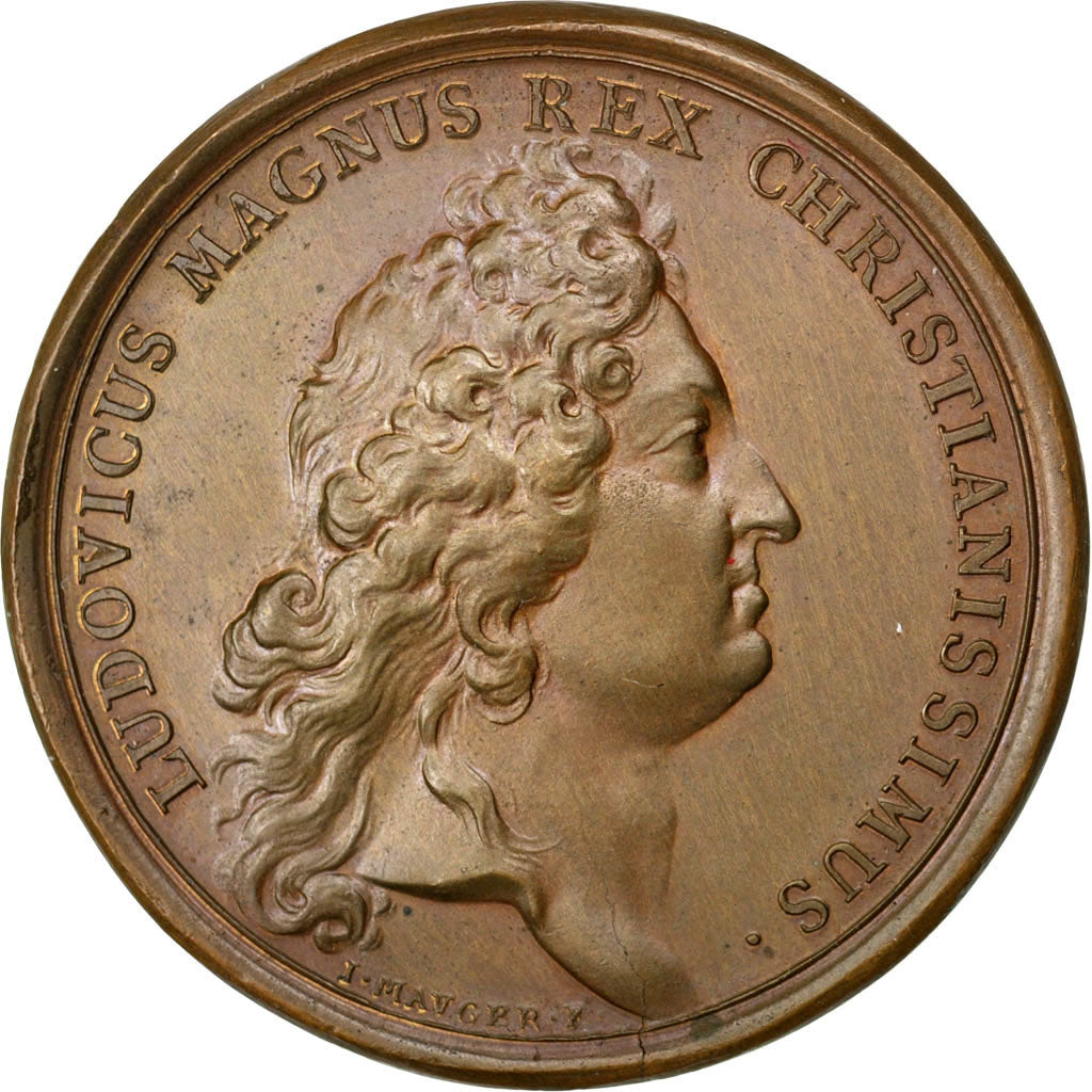 FRANCE, Shipping, Louis XIV, Medal, AU(55-58), Copper, 41, Divo #232, 28.60