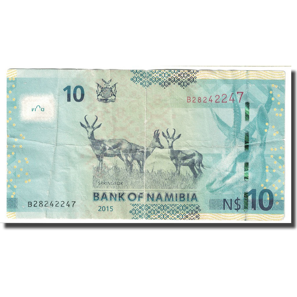 Nota, Namíbia, 10 Namibia dollars, 2015, EF(40-45)
