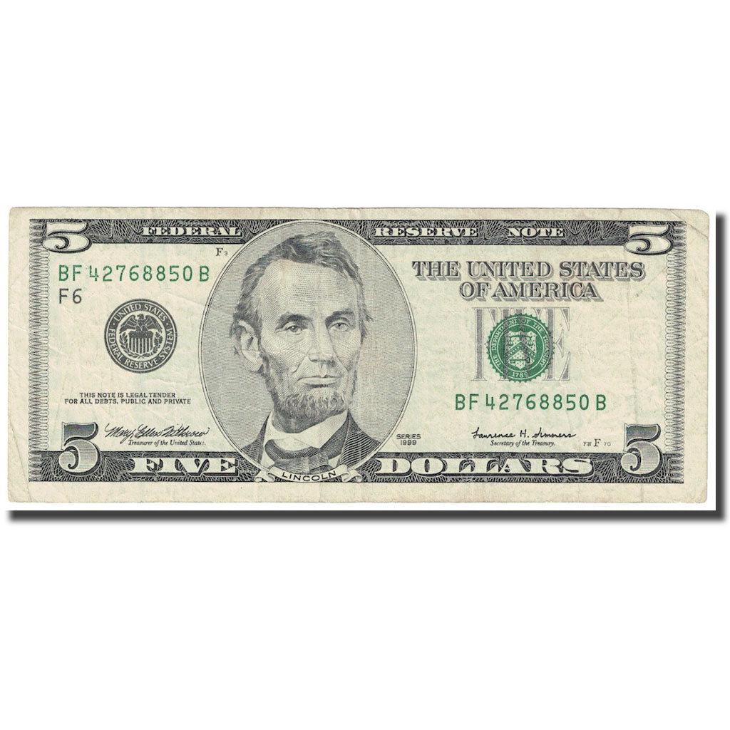 Banconote, Stati Uniti, Five Dollars, 1999, KM:4523, BB