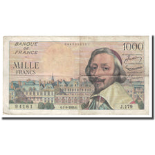 France, 1000 Francs, Richelieu, 1955, 1955-09-01, VF(30-35), Fayette:42.15