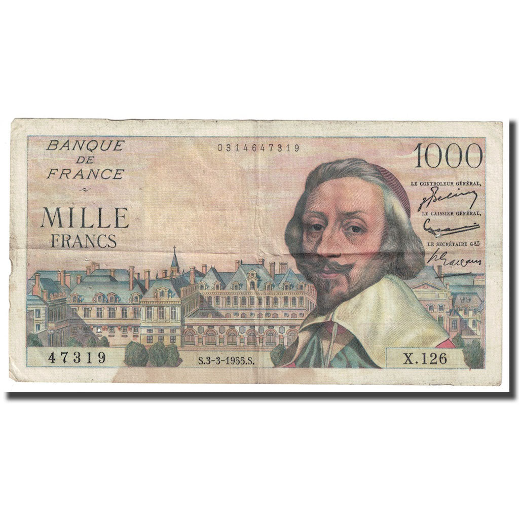 Frankrijk, 1000 Francs, Richelieu, 1955, 1955-03-03, TB, Fayette:42.11, KM:134a