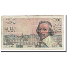 Francia, 1000 Francs, Richelieu, 1955, 1955-03-03, MB+, Fayette:42.15, KM:134a