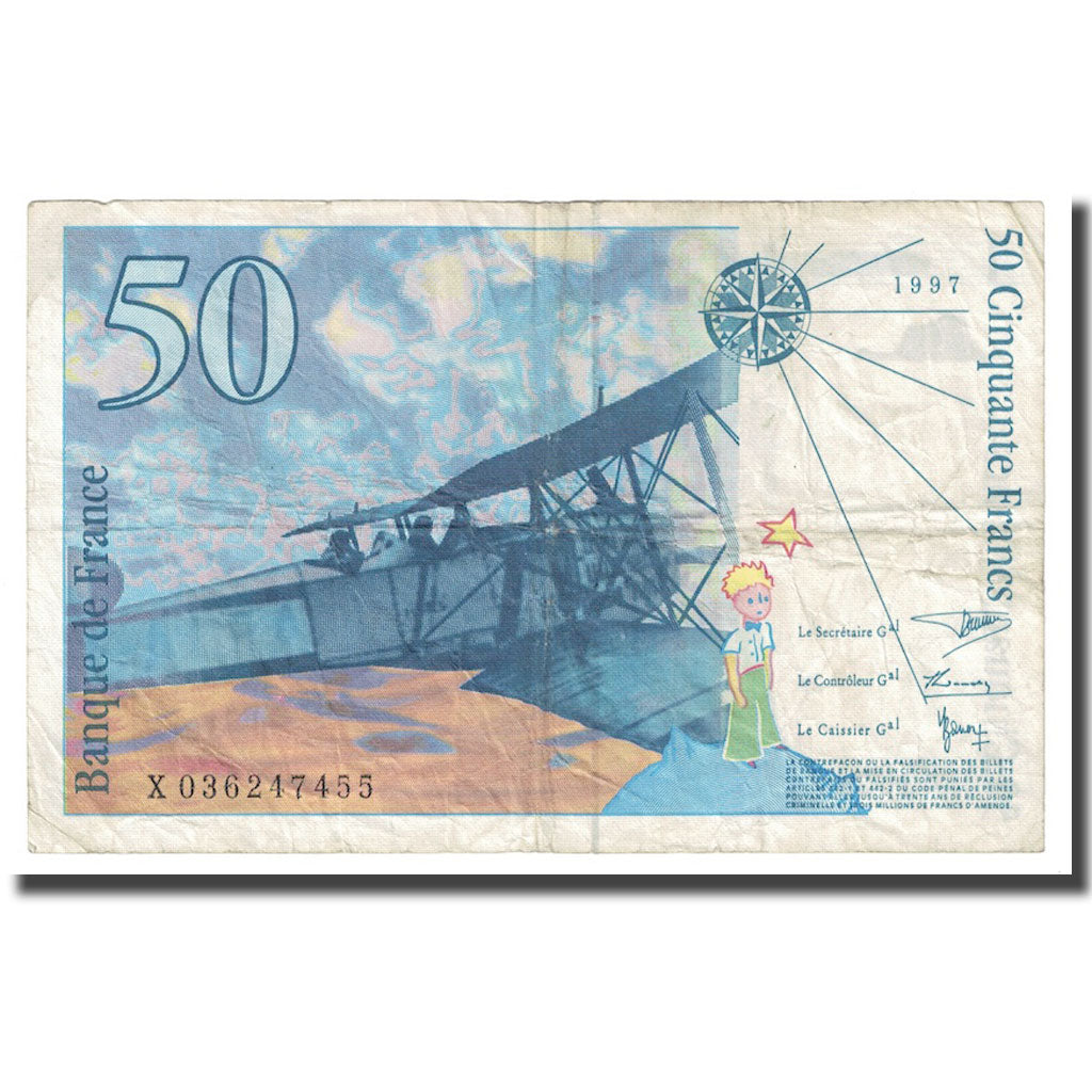 Francja, 50 Francs, St Exupéry, 1997, VF(30-35), Fayette:73.4, KM:157Ad